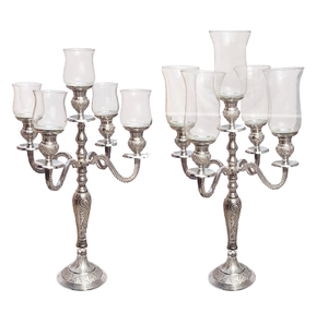 High Quality Brass <b>Gold</b> 5-Arm <b>Candelabra</b> with Glass Shades Classic Design Durable Home Decoration Tealight Holder - Product Image 3