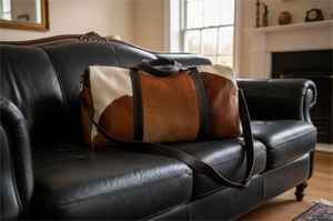 กระเป๋าหนังแท้ทรงดัฟเฟิล แฟชั่น ซิปปิด กระเป๋าเดินทางสุดสัปดาห์ สไตล์วินเทจ ความจุเยอะ พกพาสะดวก น้ำหนักเบา ทำด้วยมือ - Product Image 2