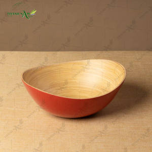 Spun Bamboo Bowl Handmade Eco Friendly Natural Bamboo Bowl for Salad Serving Home Kitchen Restaurant <b>Tableware</b> - Product Image 2