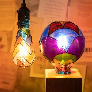 120V 4W Stained Glass <b>Light</b> Bulb Multi-Colored Mosaic with <b>Rainbows</b> Fun Romantic Indoor Unique Decorative Lighting - Product Image 3