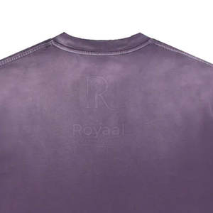 Camiseta de cuello redondo 100% algodón, holgada, estampada con efecto descolorido por el sol, para hombre, con logotipo OEM personalizado, color personalizado, efecto descolorido por el sol. - Product Image 5