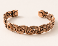 Pulsera Magnética de Cobre Trenzado para Control de la Presión Arterial, Diseño Geométrico Hecho a Mano, Estilo Moderno y Antiguo, Unisex, 99.9% Puro