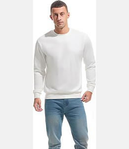 เสื้อสเวตเชิ้ตคอกลมสีขาวสำหรับผู้ชาย ผ้าฝ้าย 100% ทรงปกติ สีพื้น ลำลอง ถักทอ เหมาะสำหรับใส่ในฤดูใบไม้ร่วง - Product Image 5