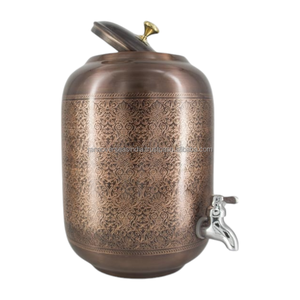 Dispensador de agua de diseño grabado de flores de maceta de cobre puro de Venta caliente de alta calidad con grifo de acero a precio asequible del proveedor - Product Image 4