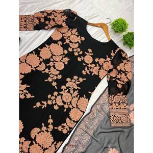 Designer Silk Salwar Kameez Party Wear Top-Bottom and Dupatta with Heavy Embroidery Work Elegant Look - Product Image 5