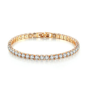 RAMDUT IMPEX Directo de Fábrica Pulsera de Tenis de Moda de 7 Pulgadas para Mujer, Cadena Delgada de Diamantes de 4mm, Chapado en Oro de 14k, No se Deslustra - Product Image 4