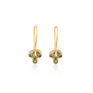 Pendientes Minimalistas de Peridoto con Gancho, Joyería Artesanal con Piedras Preciosas para Mujer - Product Image 1