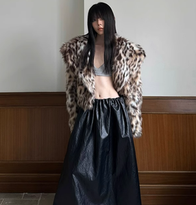 Chaqueta Corta de Piel Sintética de Zorro para Mujer, Estilo Deportivo, Invierno, Diseño de Leopardo/Guepardo, Manga Larga, Resistente al Viento, Tallas Grandes - Product Image 3