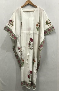 Kaftan en coton imprimé à la main, élégant et décontracté pour femmes, respirant, longueur au sol, qualité supérieure, tenue de plage indienne - Product Image 3