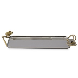Plateaux de service écologiques en aluminium moulé, finition argentée, forme rectangulaire, pour la maison et les hôtels, pour servir des aliments et des boissons sur la table. - Product Image 4