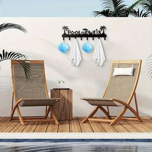 CIFbuy1 <b>Wall</b>-Mounted Modern Pool Towel Rack Practical 8-Hook <b>Storage</b> Handmade Antique Iron Rust Proof Spa Accessory - Product Image 3
