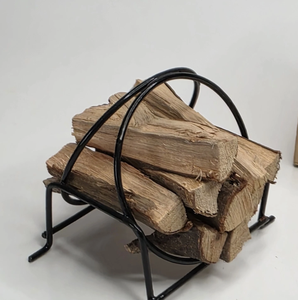 Support à bois de chauffage miniature en métal noir avec bûches, porte-bûches pour foyer de maison de poupée, accent décoratif, mini porte-bûches en fer forgé - Product Image 3