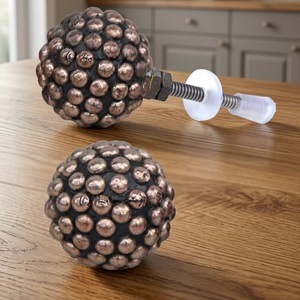 Modern Resin & Wood Zinc Alloy Round Cabinet Knob with <b>Beaded</b> Design for Kitchen Drawer Handle Easy Installation - Product Image 1