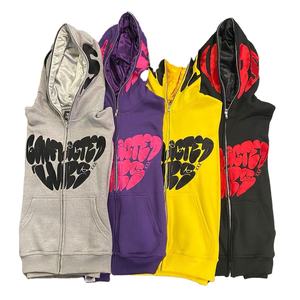 Sudaderas personalizadas para mujer Venta al por mayor Puff Printing Streetwear French Terry Hood Plain Zip Cotton Regular Fit Front Logo Position - Product Image 6