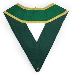 Cuello Masónico Bordado Verde con Diseño de Laurel Dorado, Hecho a Mano con Cinta de Algodón Artesanal - Product Image 3