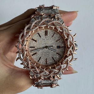 Reloj de Pulsera de Lujo Hip Hop Personalizado con Diamantes de Moissanita en Oro Rosa Helado para Hombre al por Mayor - Product Image 1
