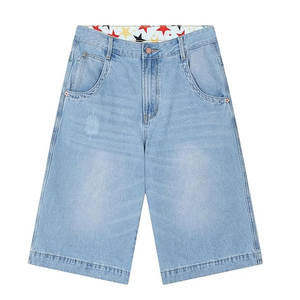 Shorts en jean décontractés pour hommes, inspirés du streetwear, coupe décontractée, style moderne de jorts en jean - Product Image 1