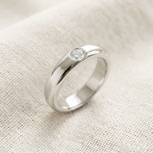 Anillo de compromiso de plata 925 con baño de rodio y moissanita de moda, engaste de bisel, banda de boda redonda brillante para mujer, regalo para fiesta - Product Image 4