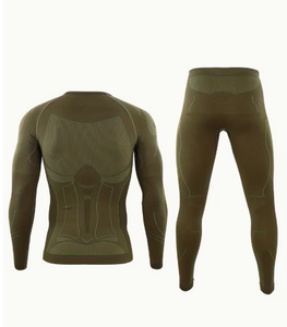 Ensemble de compression pour homme vert olive, manches longues, col rond, sous-vêtements longs, couleur unie, sportif, séchage rapide, réversible, écologique, hiver - Product Image 6