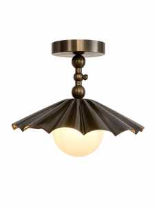 Brass Finish <b>Wall</b> Lamp Vintage Metal <b>Wall</b> <b>Sconce</b> Fluted Shade Globe <b>Light</b> for Bedroom Living Room - Product Image 2