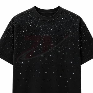 Camiseta Gráfica con Pedrería para Hombre, Personalizada al por Mayor, OEM, Algodón Premium, Ropa de Moda Urbana de Lujo - Product Image 3