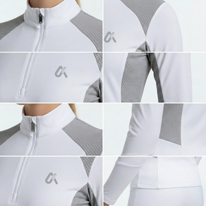 Camiseta de Manga Larga para Mujer, Diseño Moderno, para Montar a Caballo, Técnica, Transpirable, con Protección UV, Cierre de Cremallera, Tejido de Punto - Product Image 4