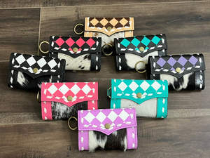 Wholesale Checkered Pattern Genuine Cowhide Leather Coin Purse Designer Piece western Style <b>Small</b> <b>Wallet</b> <b>Card</b> Holder for Women - Product Image 4