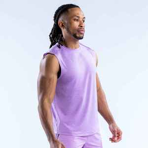 Haut sans manches pour homme, col rond, coupe classique, tissu jersey tricoté décontracté, 100% coton, respirant, couleur unie - Product Image 1