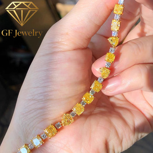 Bracelet tennis en or blanc 14 carats avec diamants jaunes fantaisie multiformes, bijoux raffinés haut de gamme pour soirée - Product Image 5