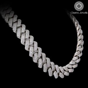 Charm Jewells Moissanite Brilliant Cut Hip Hop IGI Certified <b>Statement</b> <b>Necklace</b> 925 Silver 14K Gold Plated Link Chain Luxury - Product Image 4