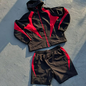 Ensemble survêtement coupe-vent personnalisé pour homme, veste et short imperméables en polyester et nylon, vêtements de sport légers, OEM - Product Image 1