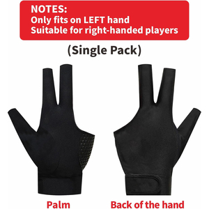 Guante de billar y snooker para mano derecha, medio dedo, poliéster, cierre de gancho y bucle, unisex, para uso deportivo en todas las estaciones - Product Image 2