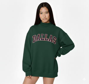Sweat-shirt en molleton imprimé à col montant pour femme, avec logo personnalisé, haute qualité - Product Image 1