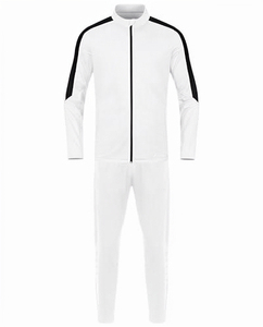 Survêtement blanc pour homme, manches longues, couleur unie, sportif, fermeture éclair, coupe classique, respirant, polyester, printemps - Product Image 4
