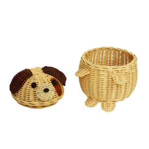Top Selling Dog Shape Rattan Kids Room Toy Storage <b>Basket</b> Handcrafted <b>Wicker</b> Animal Hamper Nursery Room Furniture Wholesale - Product Image 2