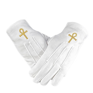 Guantes de Trabajo Ceremoniales Blancos de Algodón 100% Premium con Logotipo Personalizado para Uso Masónico, Secado Rápido, para las Cuatro Estaciones - Product Image 3