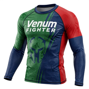 Durable <b>Men's</b> Rash Guard <b>Compression</b> <b>Shirts</b> Breathable Gym Fitness Workout Athletic Wear MMA Venum Fighter Rash Guard Pakistan - Product Image 4
