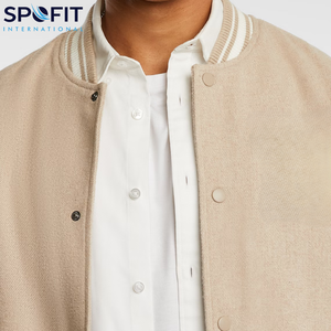 แจ็คเก็ตวาร์ซิตี้แบบสั่งทำสำหรับผู้ชาย ตัวเสื้อทำจากผ้าขนสัตว์ 100% แขนเสื้อทำจากหนัง ปักโลโก้ตามสั่ง แจ็คเก็ตเลตเตอร์แมนสไตล์สตรีทแวร์ - Product Image 3