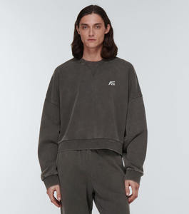 Stylish Oversized Cropped <b>Sweatshirt</b> in Vintage <b>Grey</b> with Raglan Sleeves Perfect for Casual Wear and Comfortable All-Day Use - Product Image 1