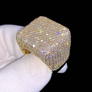 <b>Iced</b> Cluster <b>Ring</b> Men's Fully Lab Diamond Hip Hop Wedding Statement Jewelry Rhodium Plated Sterling Silver Custom Gift - Product Image 1