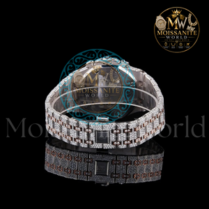Montre chronographe de luxe Moissanite World, 45 mm, ronde, analogique, quartz, pour homme, avec cristal saphir et fermoir déployant - Product Image 2