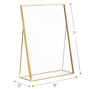 <b>Gold</b> Metal Photo <b>Frame</b> Rectangular Vertical Tabletop Display Durable Brass Finish - Product Image 2