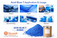 Bleu Acide 7 (Bleu Brillant) Poudre Colorante CI 42080 Shramik Chemical CAS 3486-33-9 Utilisation Industrielle Textile Cuir Papier Encre