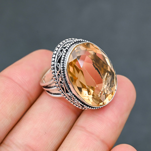 Magnifique bague en pierre précieuse Morganite, tendance et moderne, en argent sterling 925 massif, bijoux faits à la main, vente en gros, prix d'usine - Product Image 3