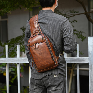 Bolso de Pecho de Cuero para Hombre, Bolso Bandolera Multifuncional, Bolso de Hombro de Piel de Vaca de Primera Capa 2025 - Product Image 6