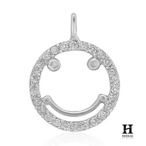 Pendentif Smiley Moderne Pavé de Diamants, Collier en Or 14K, Fabricant de Bijoux de Luxe - Product Image 3