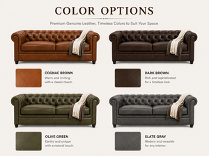 Sofá Loveseat de Cuero Genuino Marrón Oscuro para Sala de Estar Moderna, Sofá Súper Cómodo y Elegante para Sala Familiar Moderna - Product Image 6