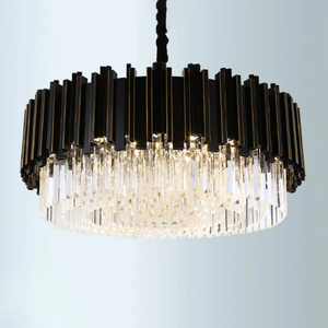 Lustre moderne Art Déco en laiton noir, luminaire suspendu rectangulaire à tambours étagés, éclairage économique 2700K blanc chaud doux <span class=keywords><strong>pour</strong></span> salle à manger - Product Image 5