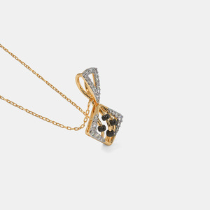 Collier pendentif géométrique en or jaune avec perles noires et diamants de laboratoire - Product Image 6