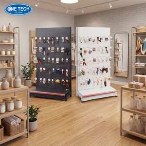 Color Customization Anti-rust Stable Perforated back gondola shelving with hook Freestanding Vertical Light Duty Supermarket - Product Image 3